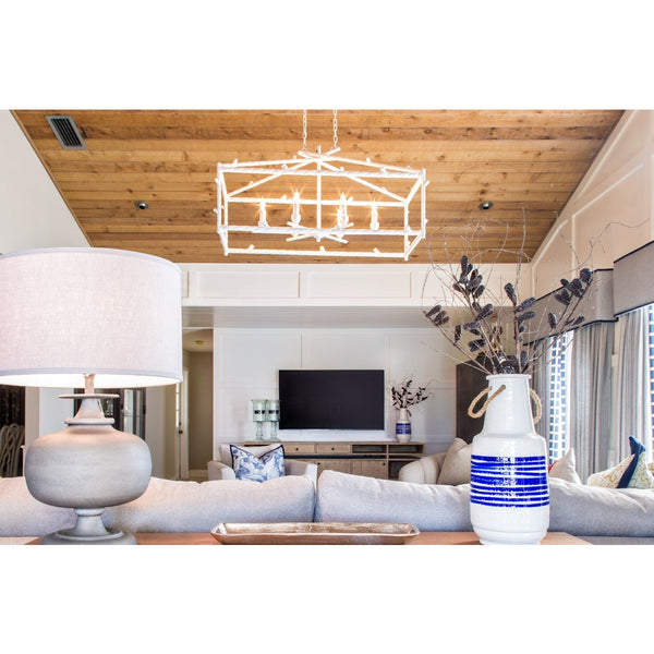 Trina White Iron Cage Chandelier