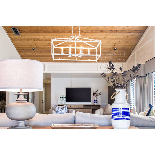 Trina White Iron Cage Chandelier
