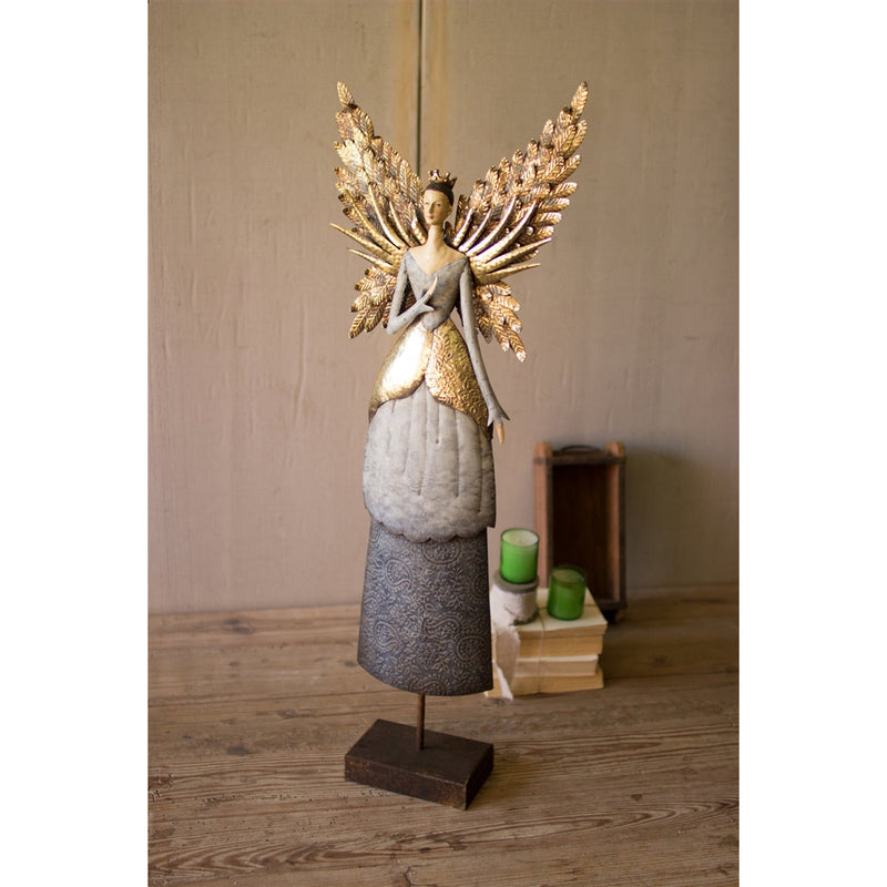 Tall Metal Painted Metal Angel - Unique Christmas & Holiday Dï¿½cor