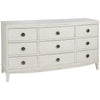white wood brass accent nine drawer chest