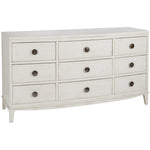white wood brass accent nine drawer chest