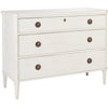 white wood tarnished hardware three drawer chest