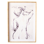 wall art nude woman back large light wood frame