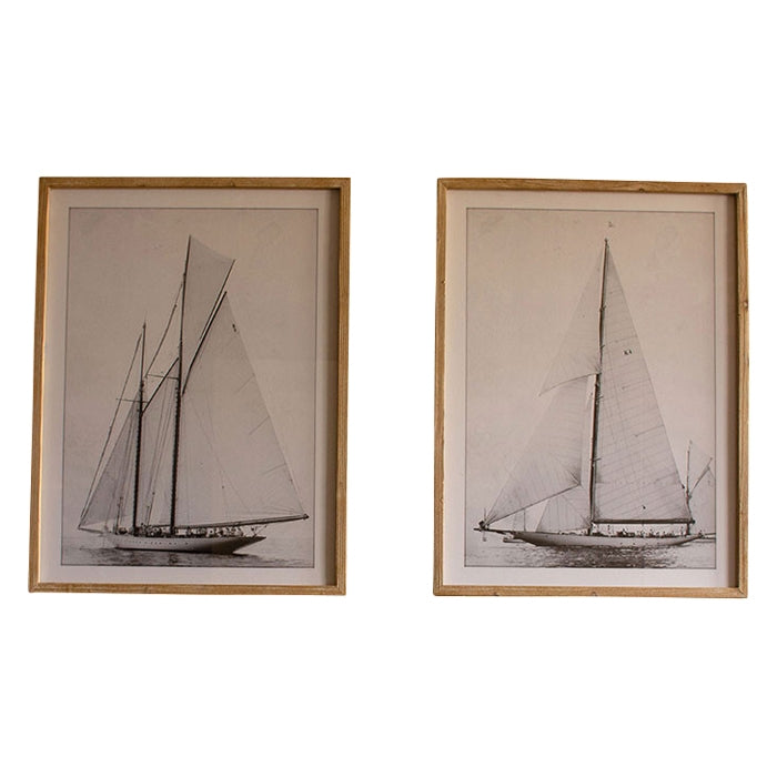 framed sailboat prints glass set of two