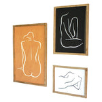 framed nude prints glass set of three