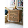 three cane drawer bedside table wood neutral
