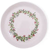 The Christmas Wreath Melamine Serving Platters (set of 2) by Always Relish feature a decorative Christmas wreath of green leaves and red berries around the rim, perfect for festive gatherings.