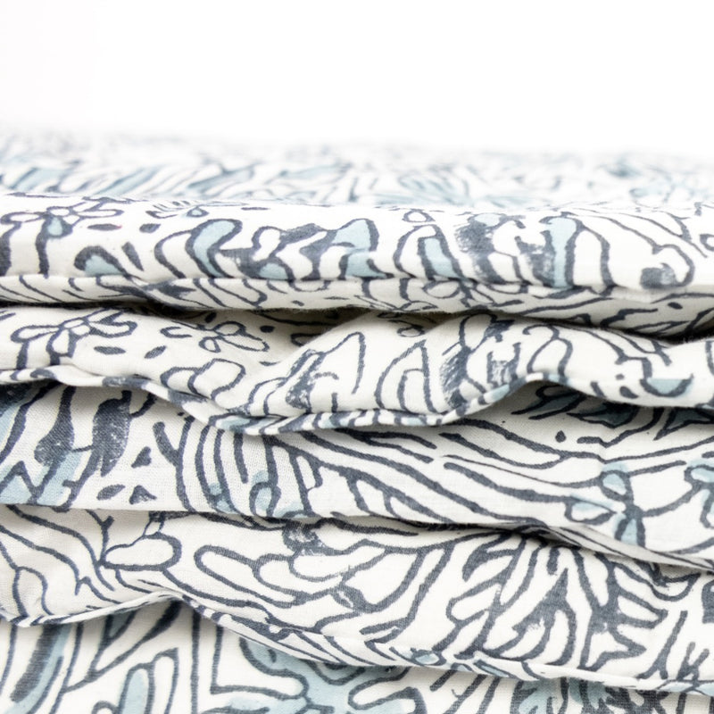 White and blue chrysanthemum quilt