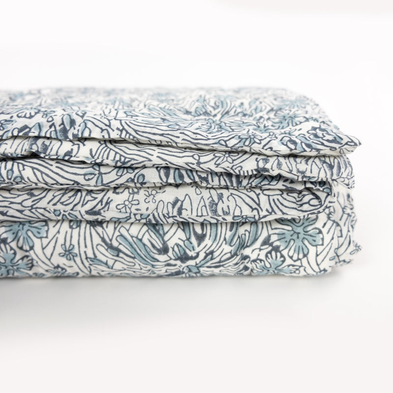 White and blue chrysanthemum quilt