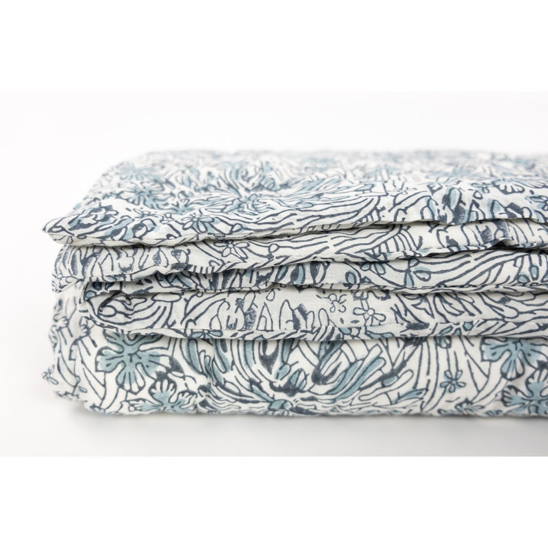 White and blue chrysanthemum quilt