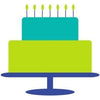 teal blue green birthday cake paper placemat