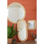set 3 round oval square wall mirrors seagrass frame
