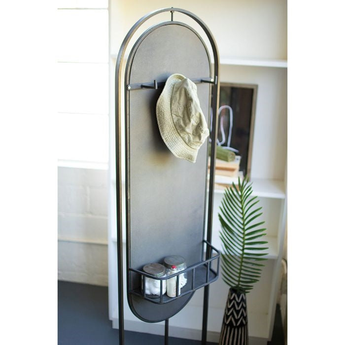floor mirror oval hooks basket iron