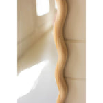 wall mirror light wood wavy frame