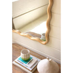 wall mirror light wood wavy frame