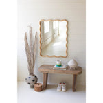 wall mirror light wood wavy frame