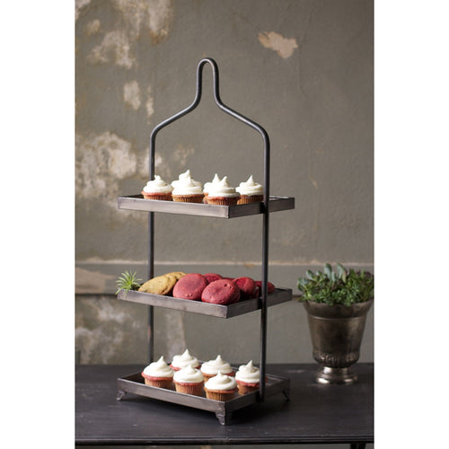 three tiered serving tray metal