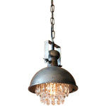 Luxury Designer Metal Hanging Lamp with Hanging Crystals by Kalalou