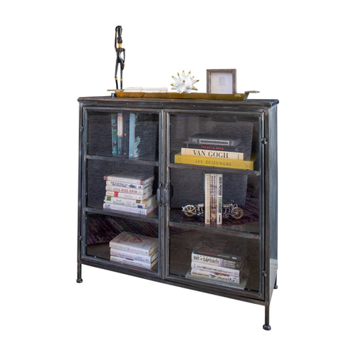 black iron blass apothecary cabinet rustic industrial short