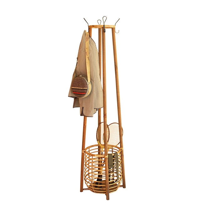 tall standing rattan coat rack umbrella basket