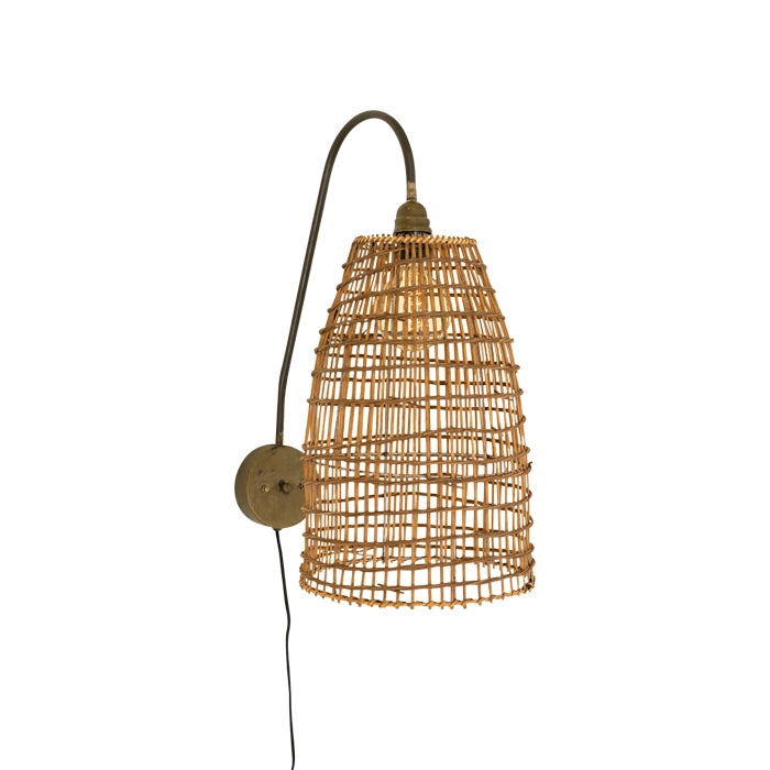 wicker dome wall sconce lamp