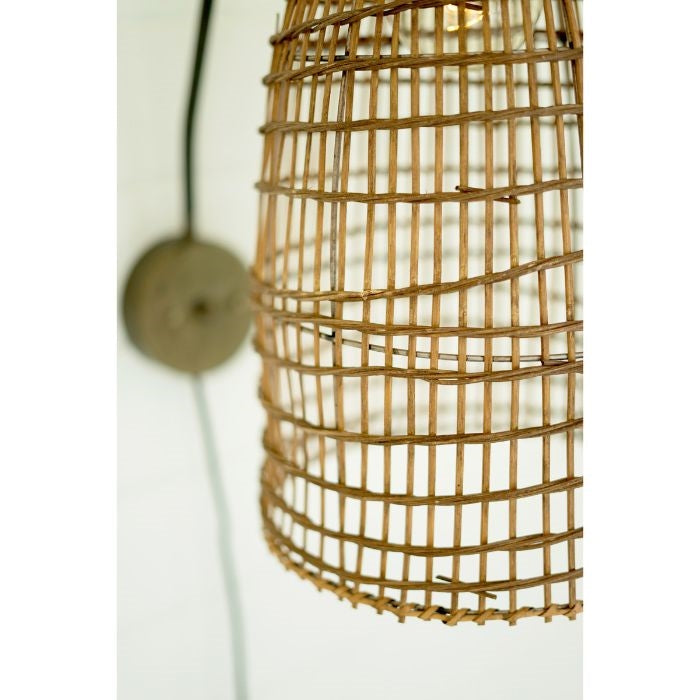 wicker dome wall sconce lamp
