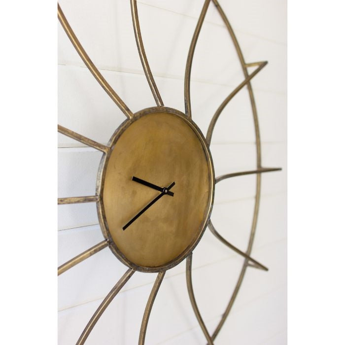 large antique brass round wall clock