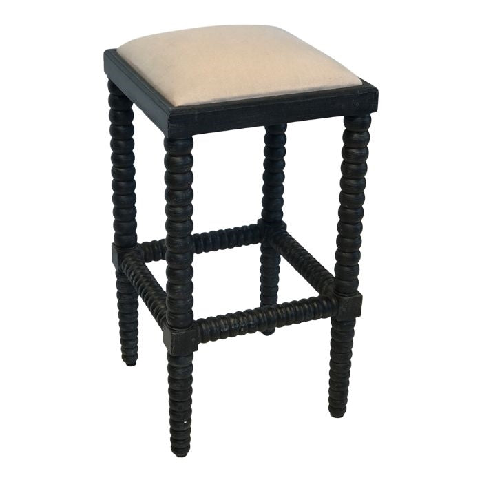 square counter stool cream cushioned seat dark base