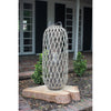 Kalalou lantern woven gray willow glass candle rope handle oval tall