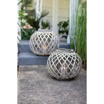 2 woven hanging candle holders