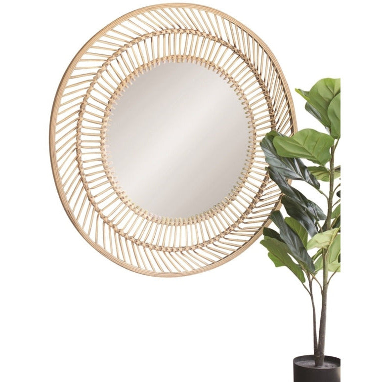 wall mirror bamboo frame round