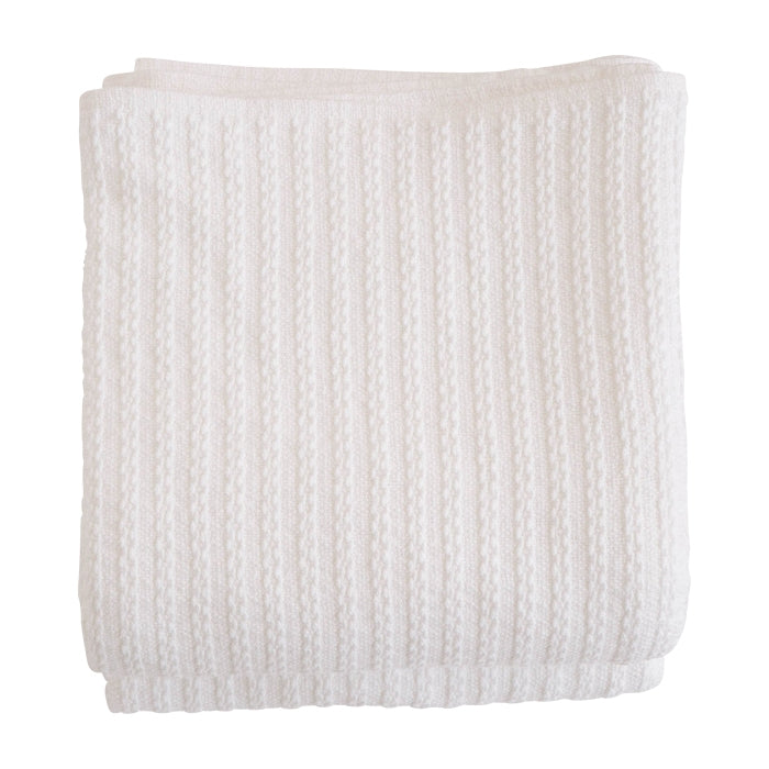 blanket white cotton machine washable pre-washed pre-shrunk cable knit twin queen king woven Maine USA