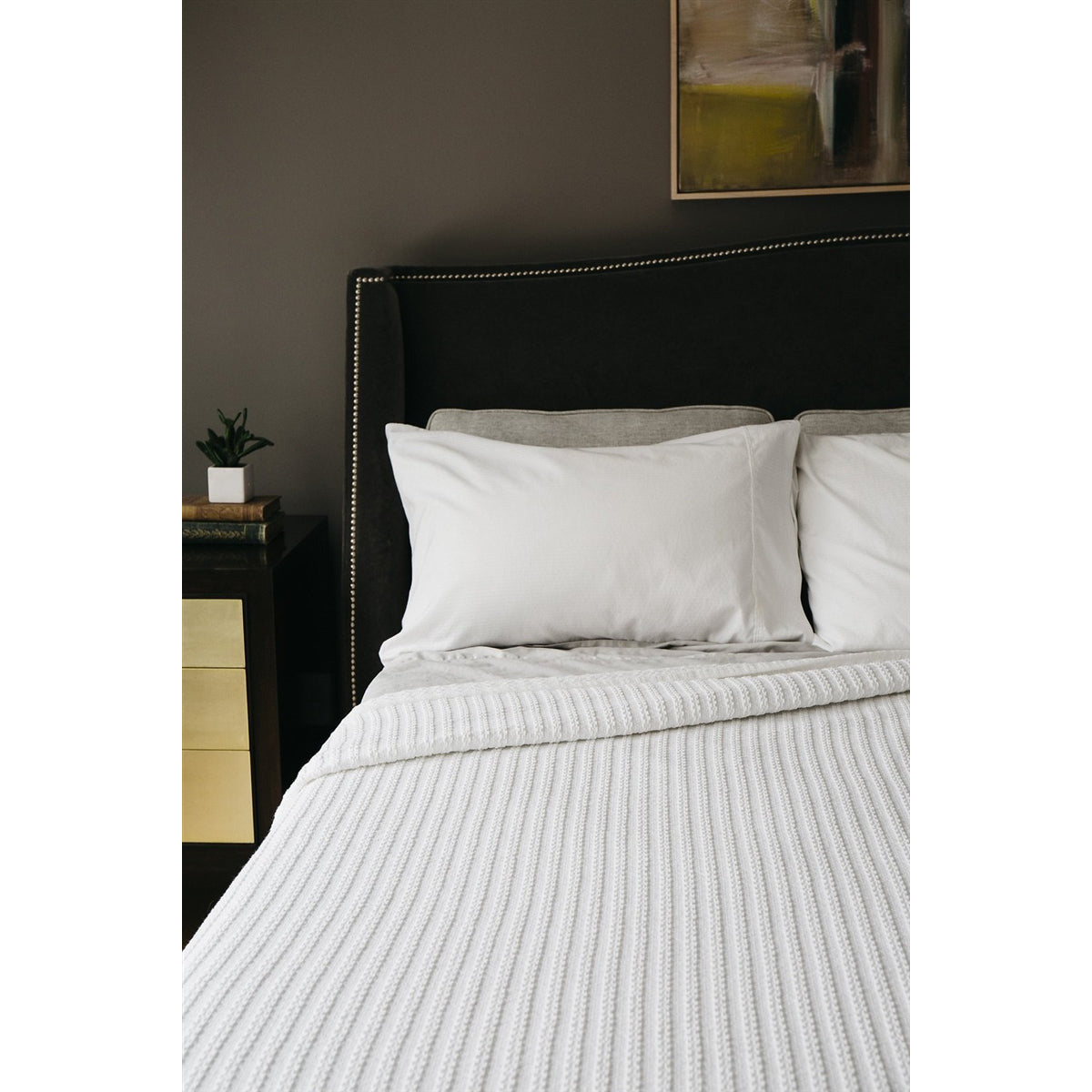 blanket white cotton machine washable pre-washed pre-shrunk cable knit twin queen king woven Maine USA