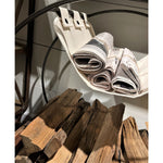 round metal fireplace storage rack canvas sling