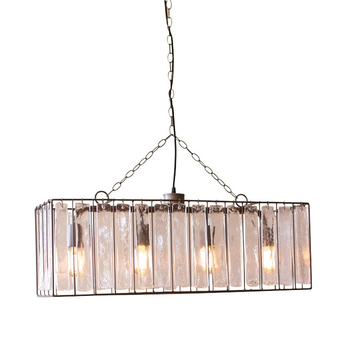 rectangle ceiling light pendant chandelier glass chimes 4-light