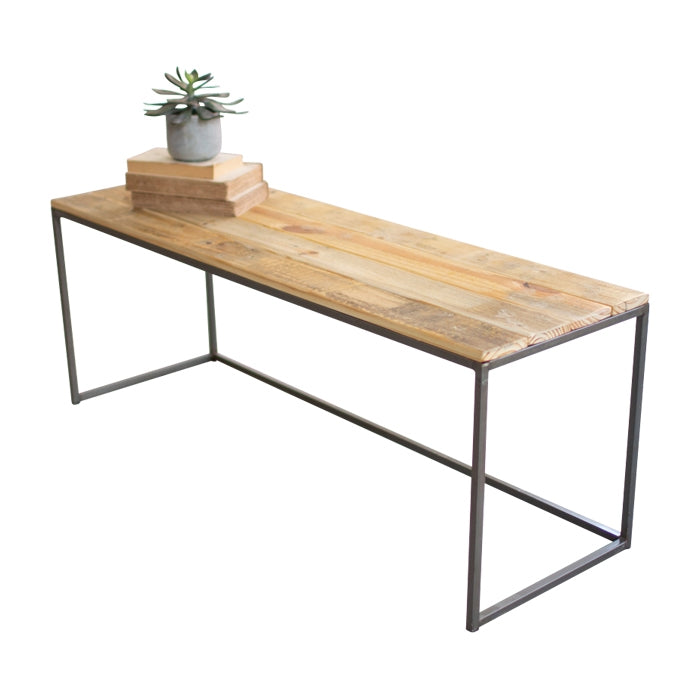 iron recycled wood bench