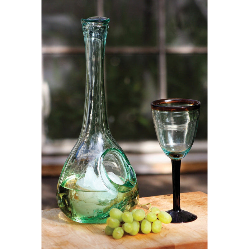 wine decanter high neck ice pocket green