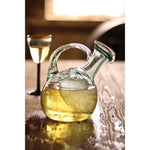 recycled green glass tilted white wine decanter ice pocket