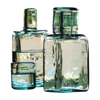 recycled green drinking glass and carafe