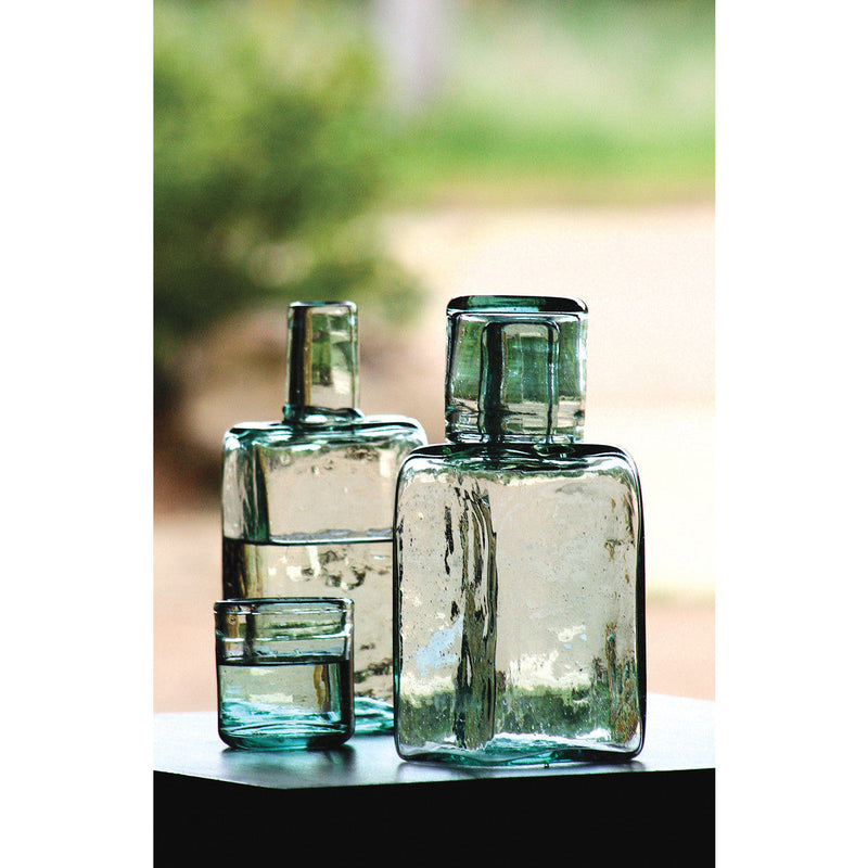 recycled green drinking glass and carafe