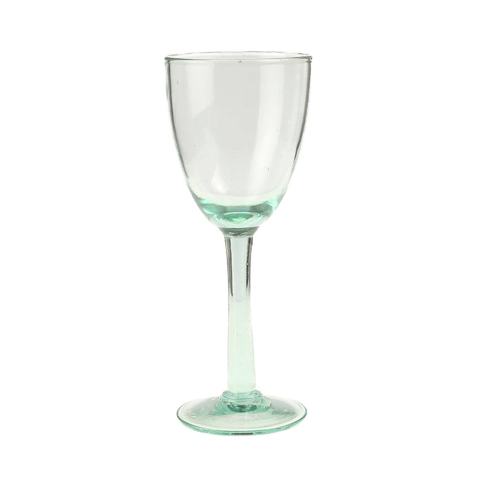 set of 6 recycled green seeded wine glass goblet stemmed