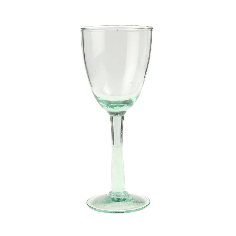 set of 6 recycled green seeded wine glass goblet stemmed