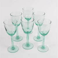set of 6 recycled green seeded wine glass goblet stemmed