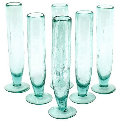 Kalalou champagne flute glass tall green bubbled recycled