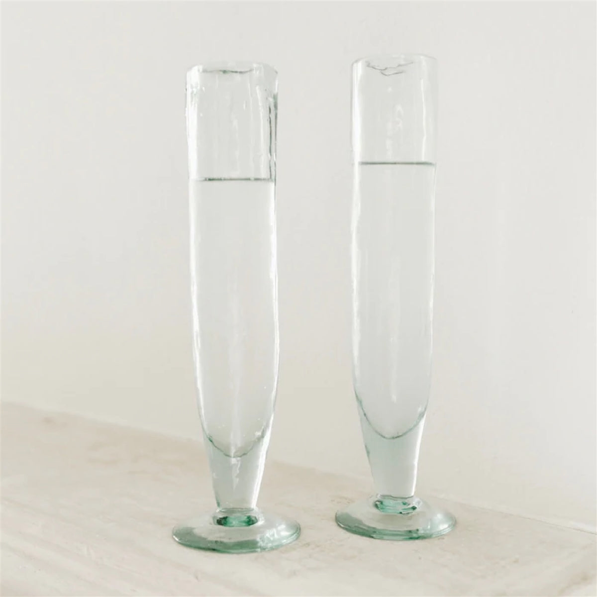 Kalalou champagne flute glass tall green bubbled recycled