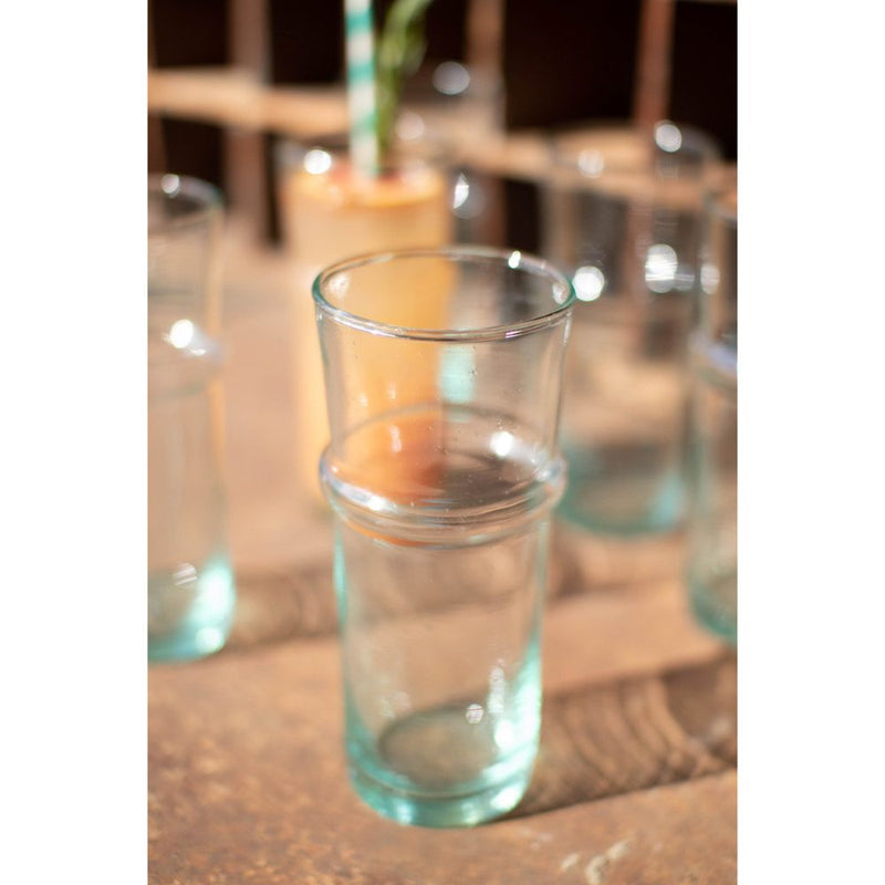moroccan style tea glass recycled tall clear 