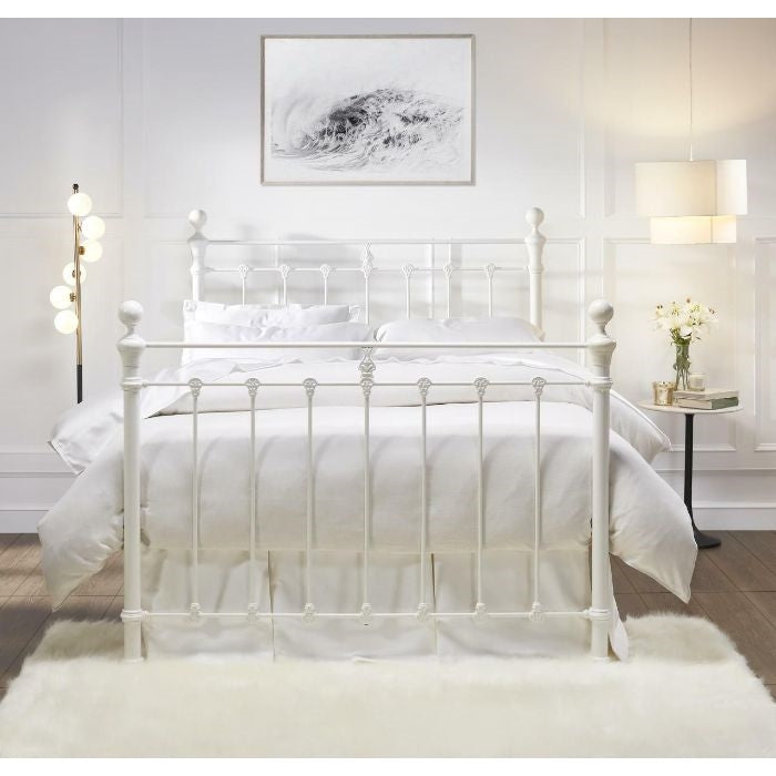 white metal bed queen bed