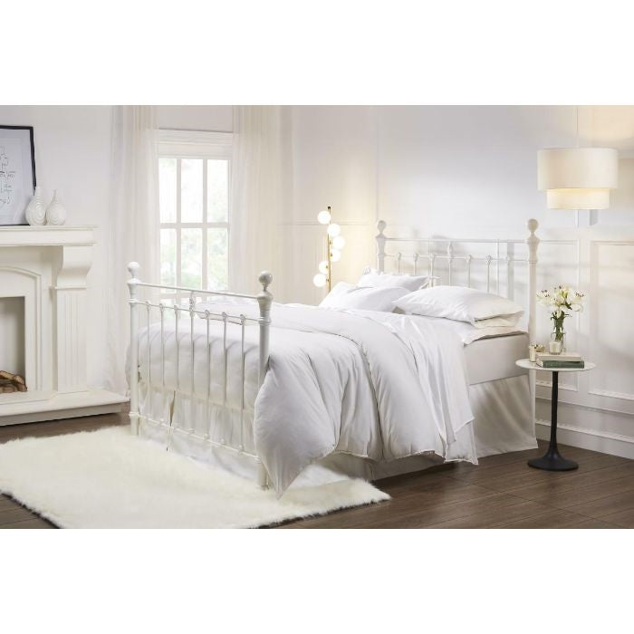 white metal bed queen bed