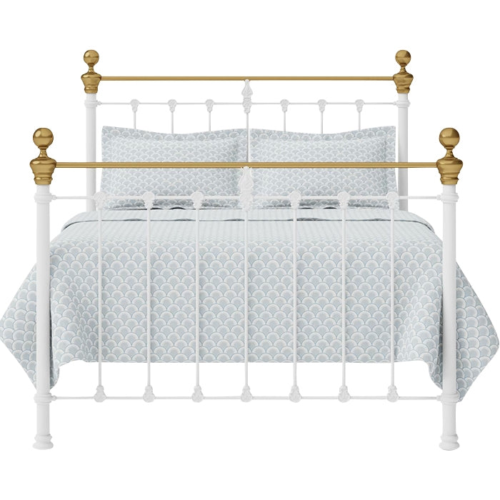white brass metal bed queen king