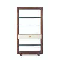 bookcase ivory mahogany shelves glass brass
